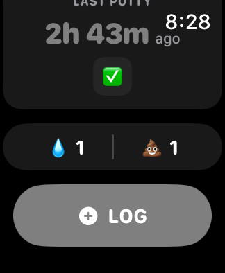 PottyTime Apple Watch log button